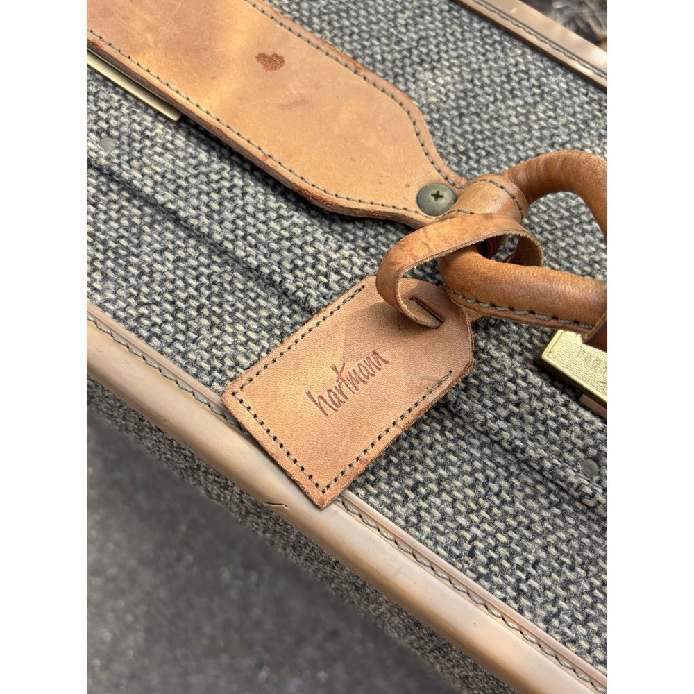 ⭐️Vtg Hartmann Suitcase Walnut Tweed Leather Luggage 21"⭐️Nice Cond.⭐️W/ Tags - Picture 5 of 14